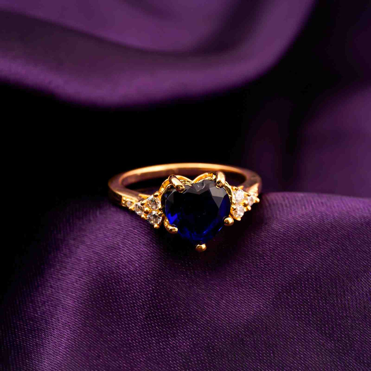 Silver Blue Sapphire Romantic Ring Gold Vermeil (2.5 Micron) - product view