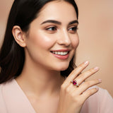 Silver Princess Red Ruby Statement Ring
