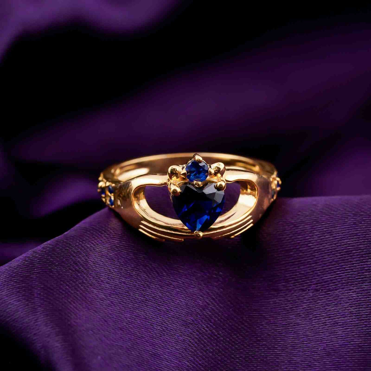 Silver Heart Dual Band Ring for Women Gold Vermeil (2.5 Micron) - product view
