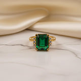 Silver Emerald Statement Ring for Women