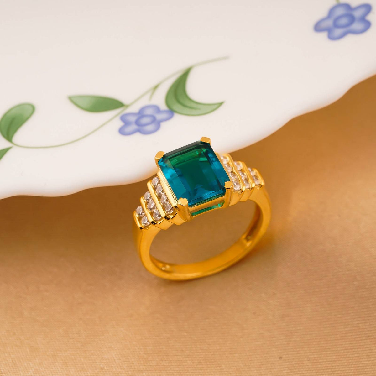 Silver Aquamarine Art Deco Statement Ring Gold Vermeil (2.5 Micron) - product view