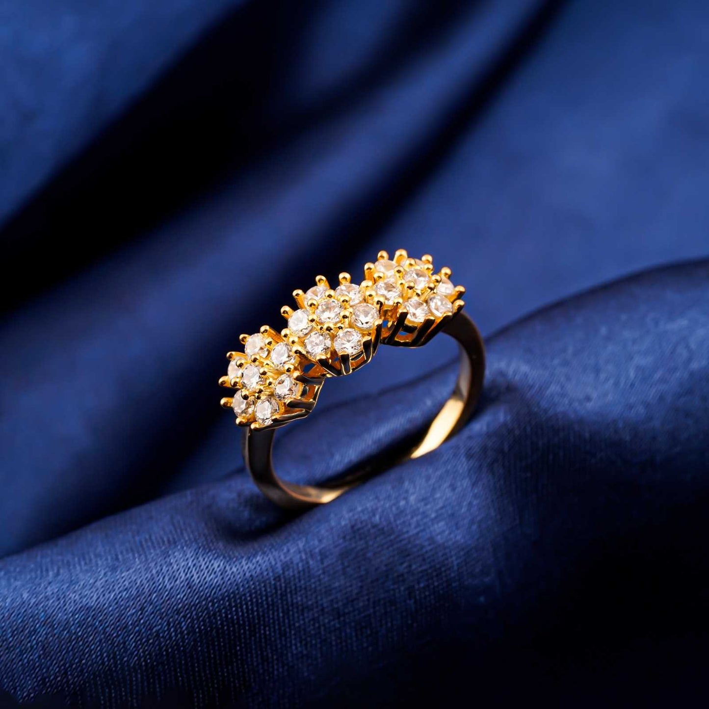 Silver Floral Cluster Statement Ring Gold Vermeil (2.5 Micron) - product view