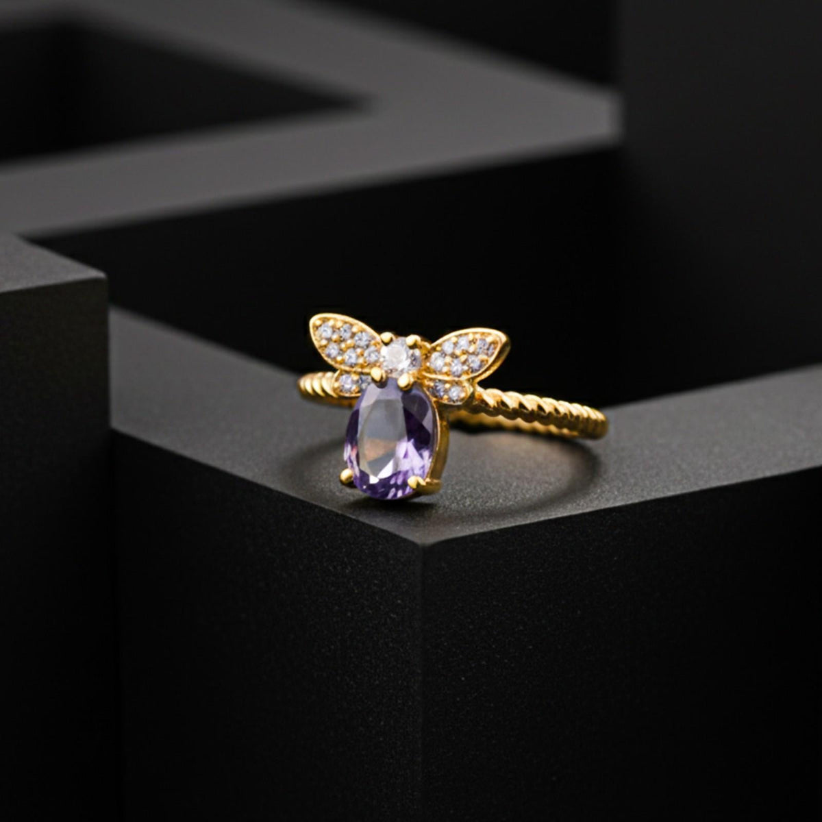 Silver Alexandrite Butterfly Ring for Women Gold Vermeil (2.5 Micron) - product view