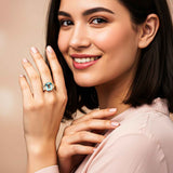 Silver Aquamarine Three-Stone Ring