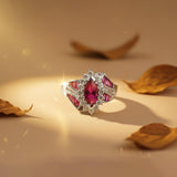 Silver Marquise Halo Cocktail Ring