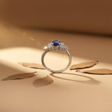 Silver Sapphire Oval Cluster Ring