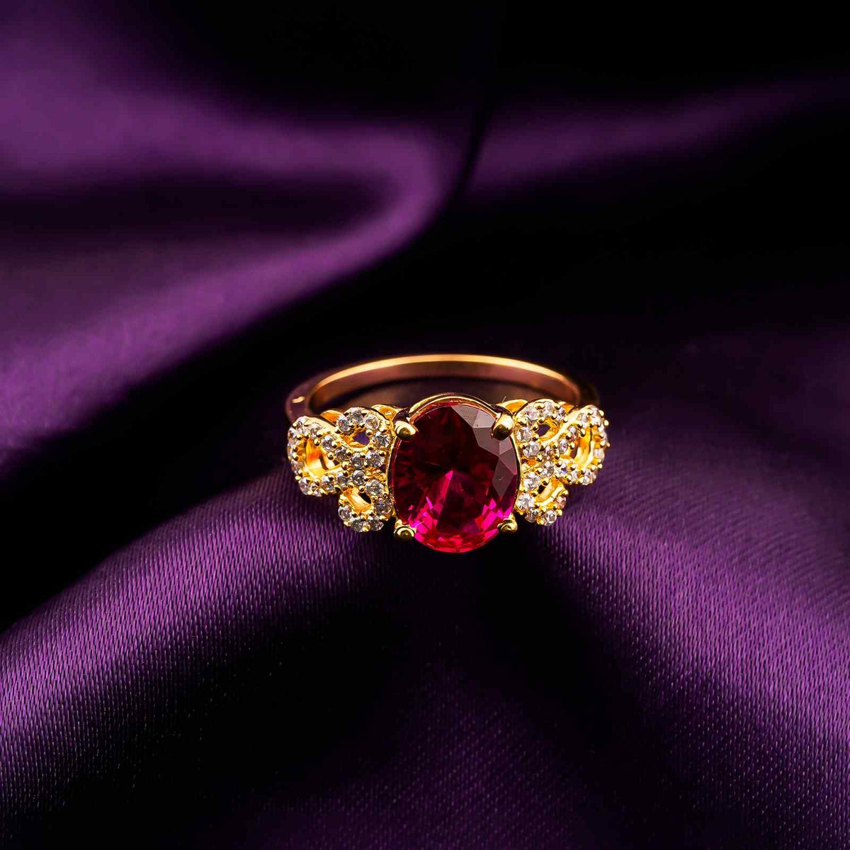 Silver Red Ruby Designer Ring Gold Vermeil (2.5 Micron) - product view