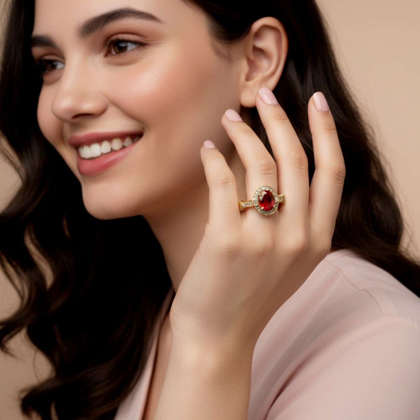 Silver Halo Designer Ring for Women Gold Vermeil (2.5 Micron)
