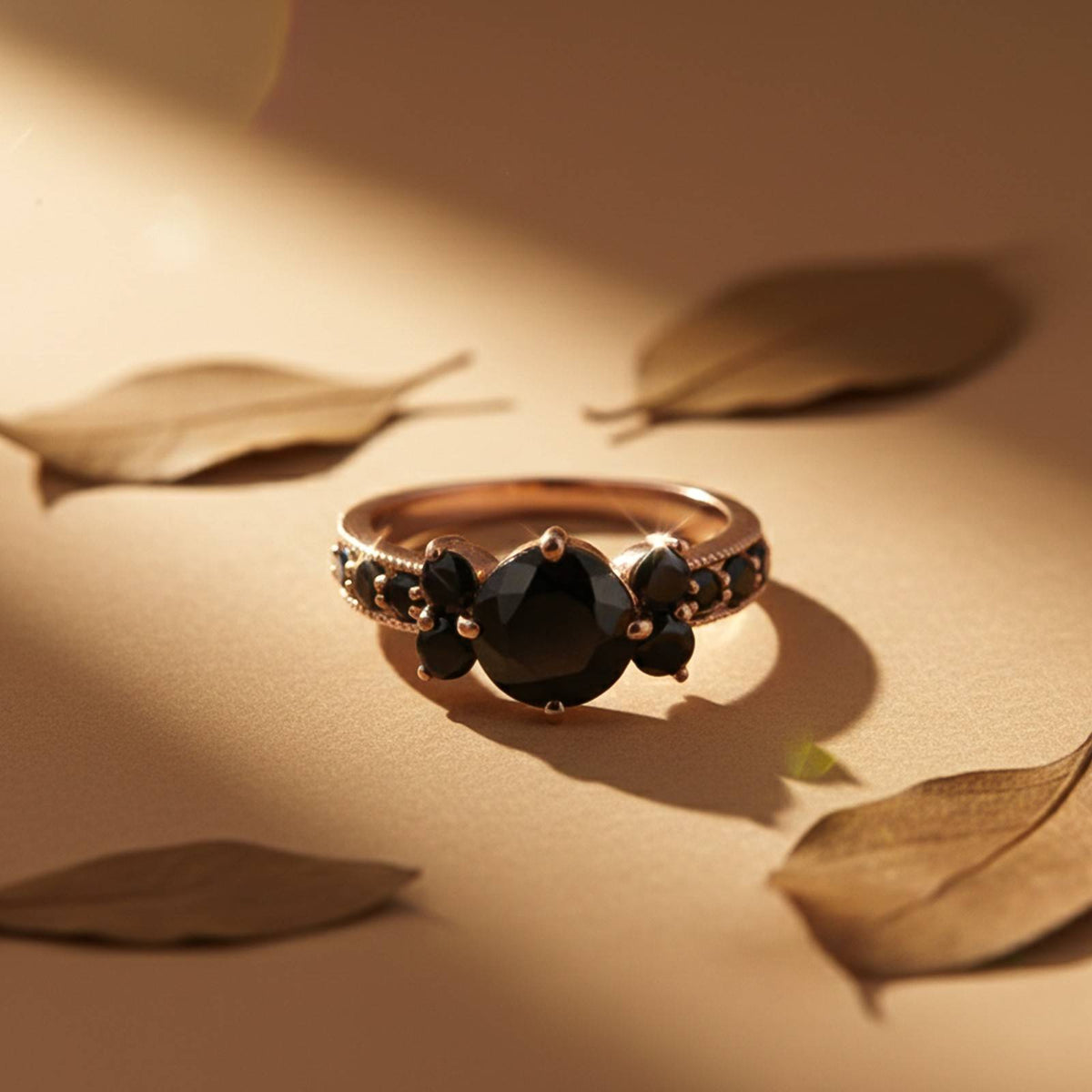 Silver Black Diamond Cluster Ring Gold Vermeil (2.5 Micron) - product view