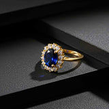 Silver Sapphire Halo Ring for Women
