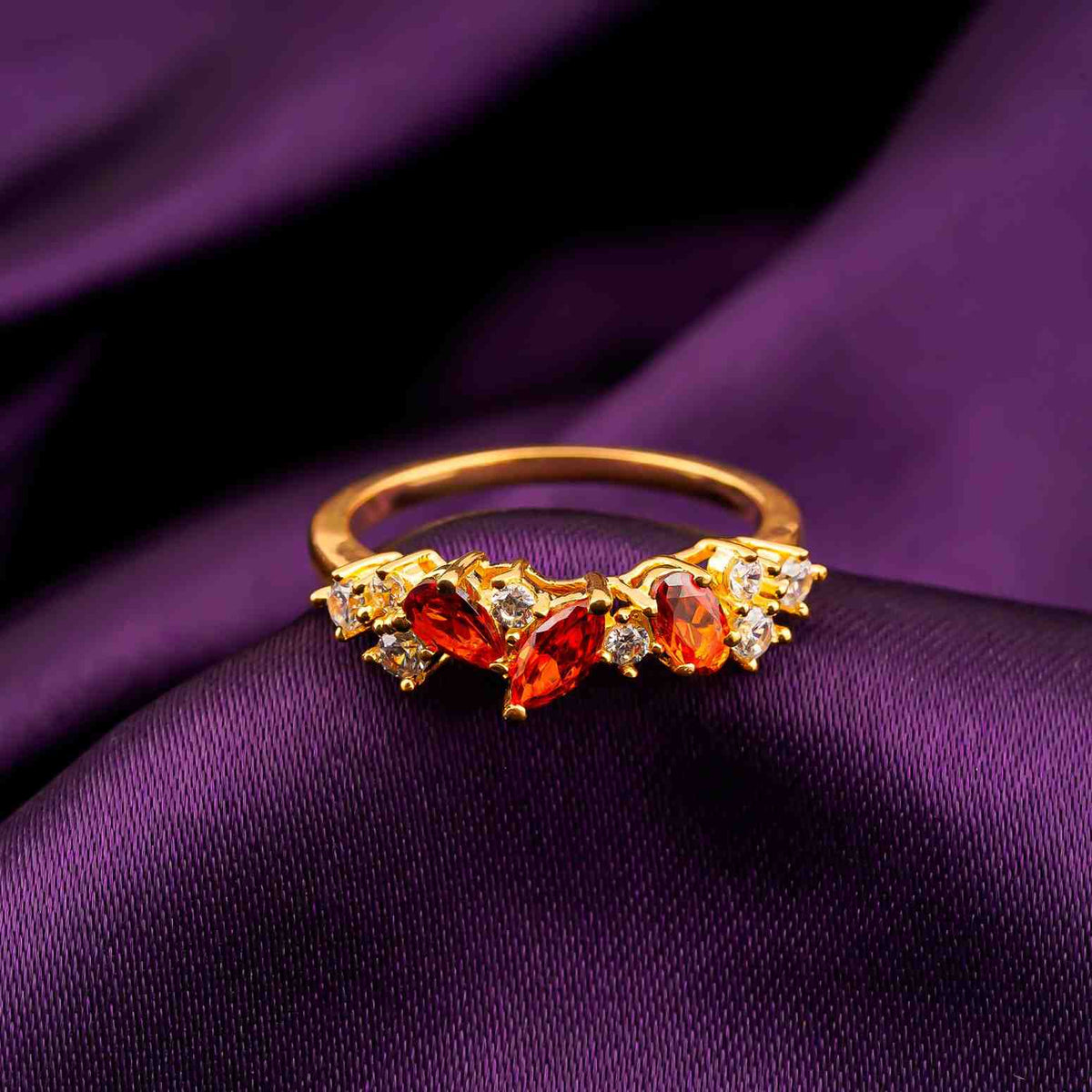 Silver Marquise Red Ruby Crown Ring Gold Vermeil (2.5 Micron) - product view