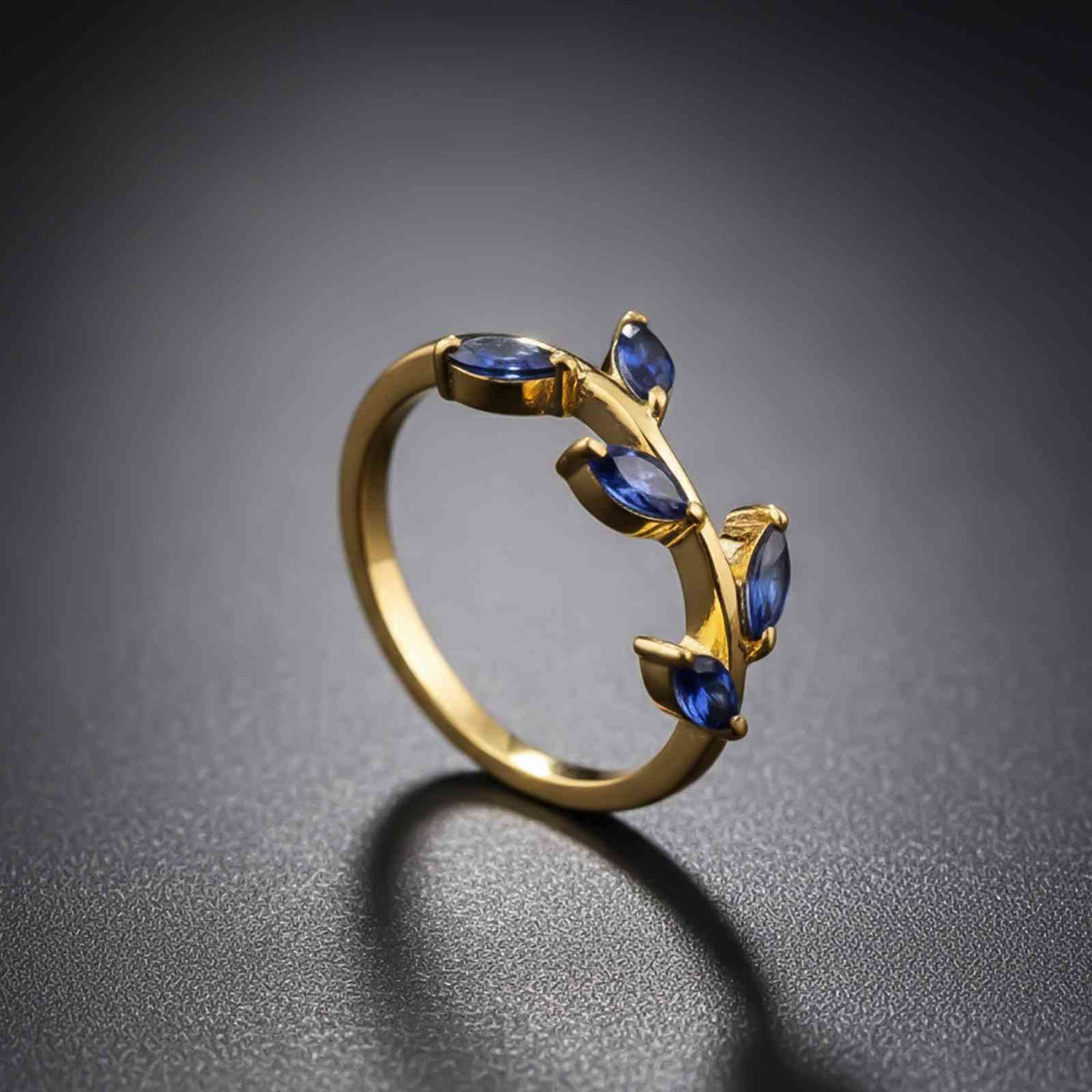 Silver Marquise Blue Sapphire Leaf Ring Gold Vermeil (2.5 Micron) - product view