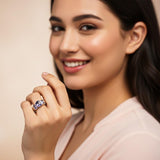 Silver Tanzanite Three-Stone Statement Ring