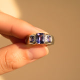 Silver Tanzanite Three-Stone Statement Ring