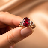 Silver Red Ruby Solitaire Ring