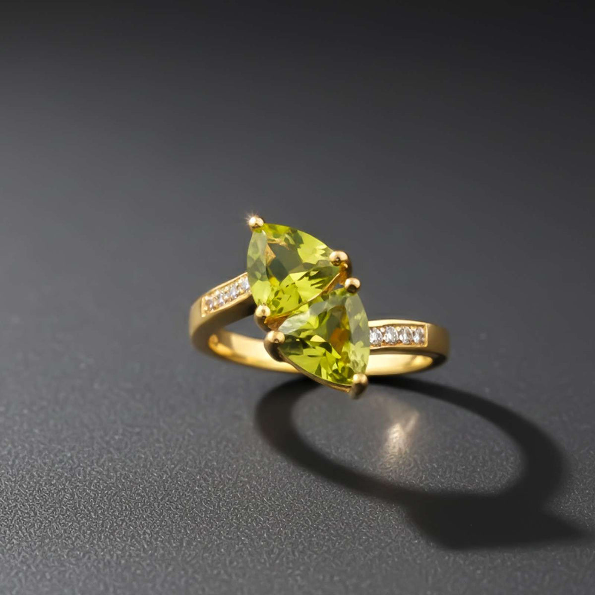 Silver Marquise Peridot Bypass Ring Gold Vermeil (2.5 Micron) - product view