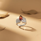 Silver Ruby Vintage Style Ring