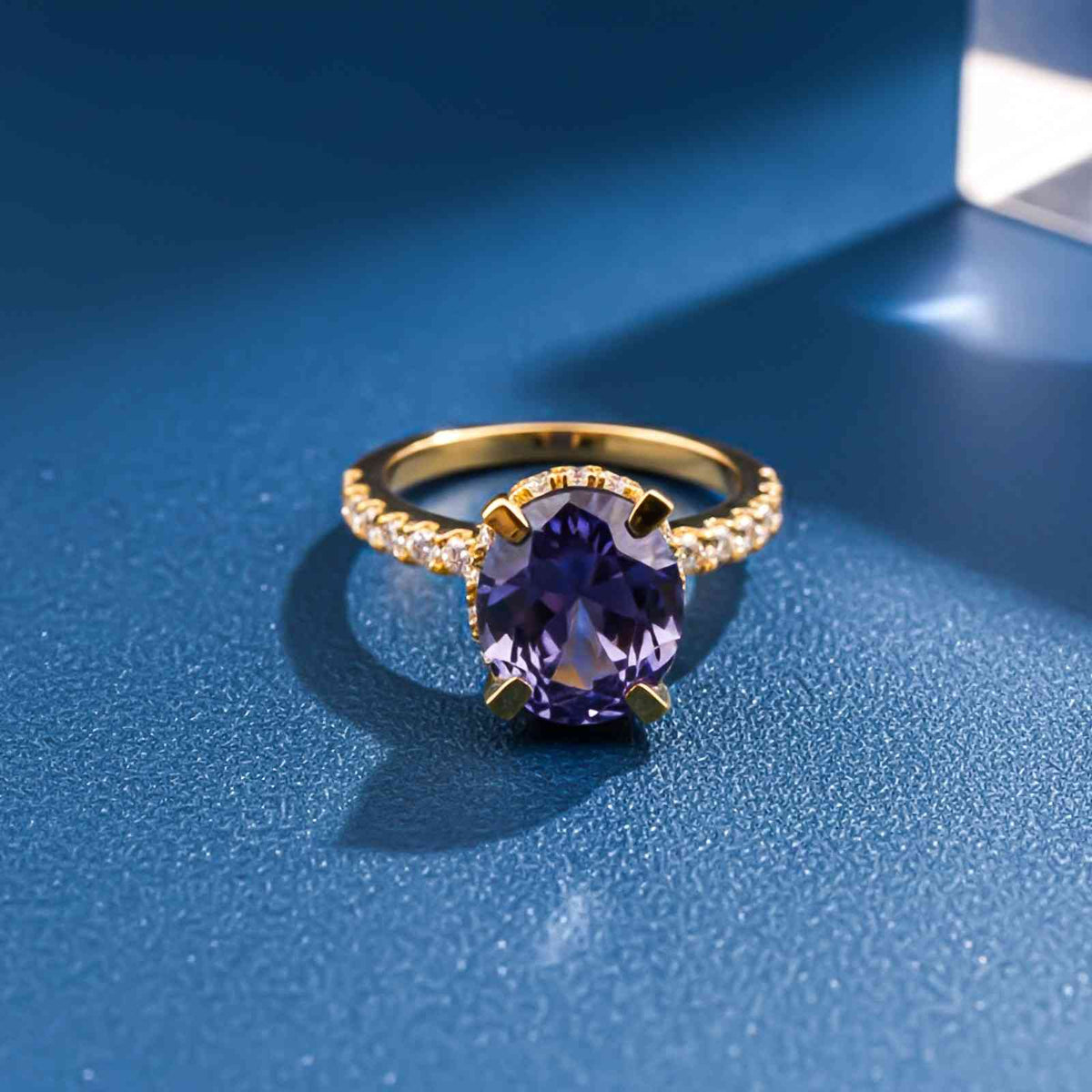Silver purple amethyst Solitaire Ring Gold Vermeil (2.5 Micron) - product view