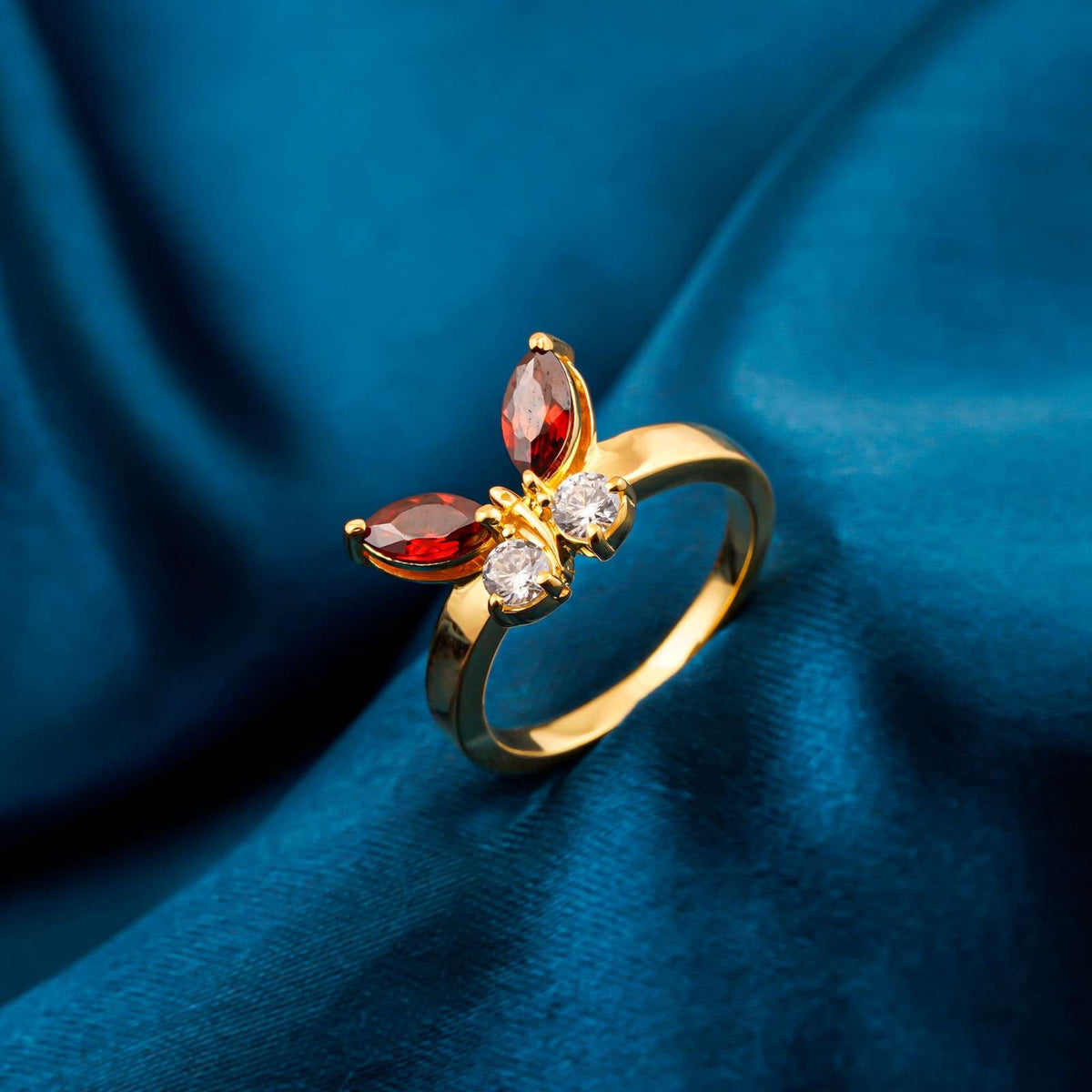 Silver Ruby Butterfly Ring for Women Gold Vermeil (2.5 Micron) - product view