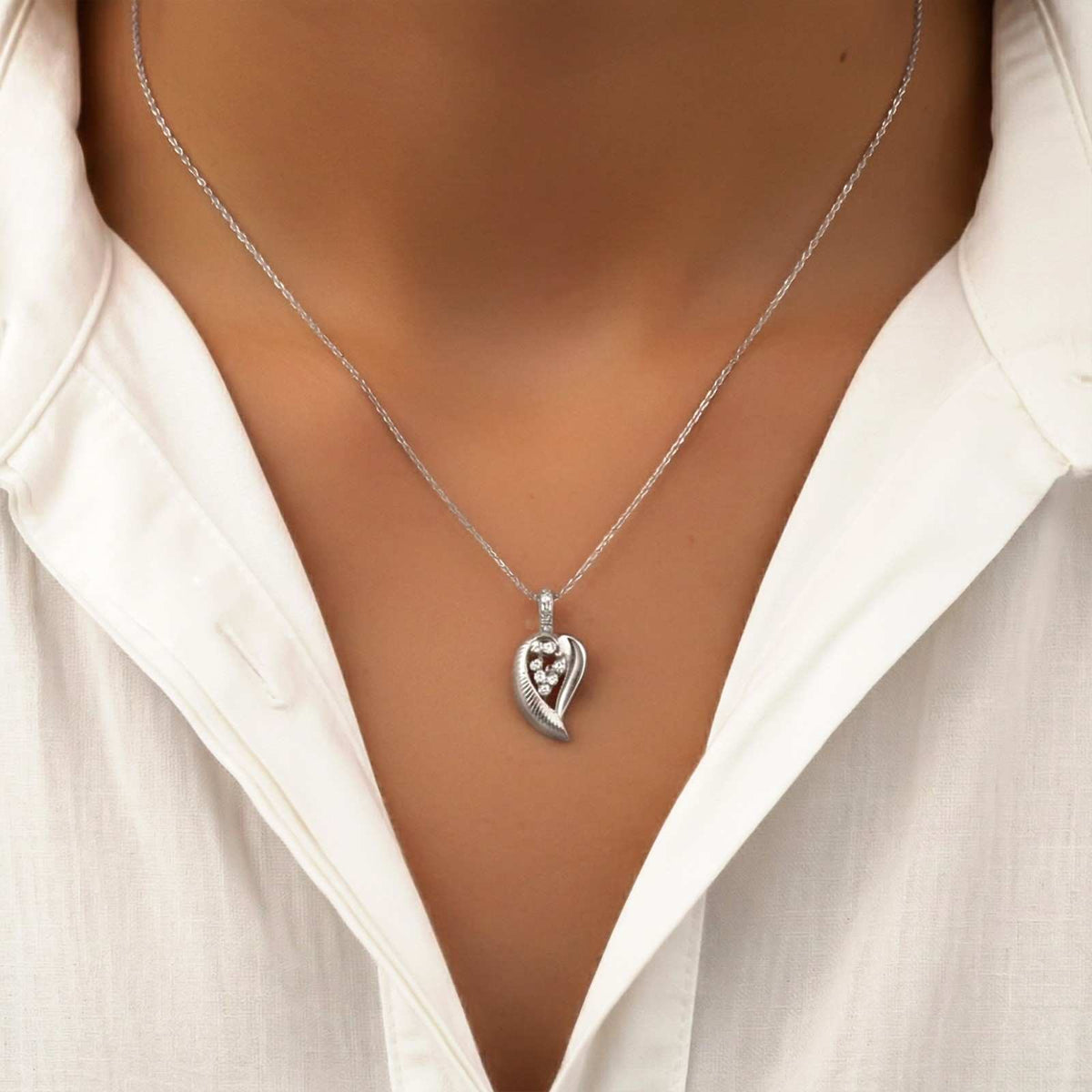 Silver Leaf Sparkle Pendant & Earrings Set