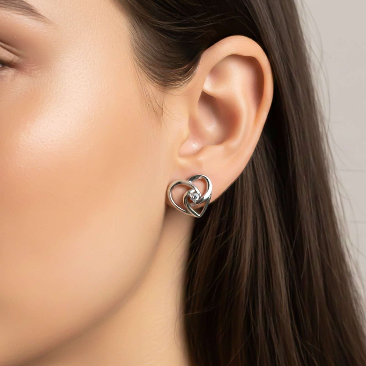 Silver Double Heart Twist Pendant & Earrings Set