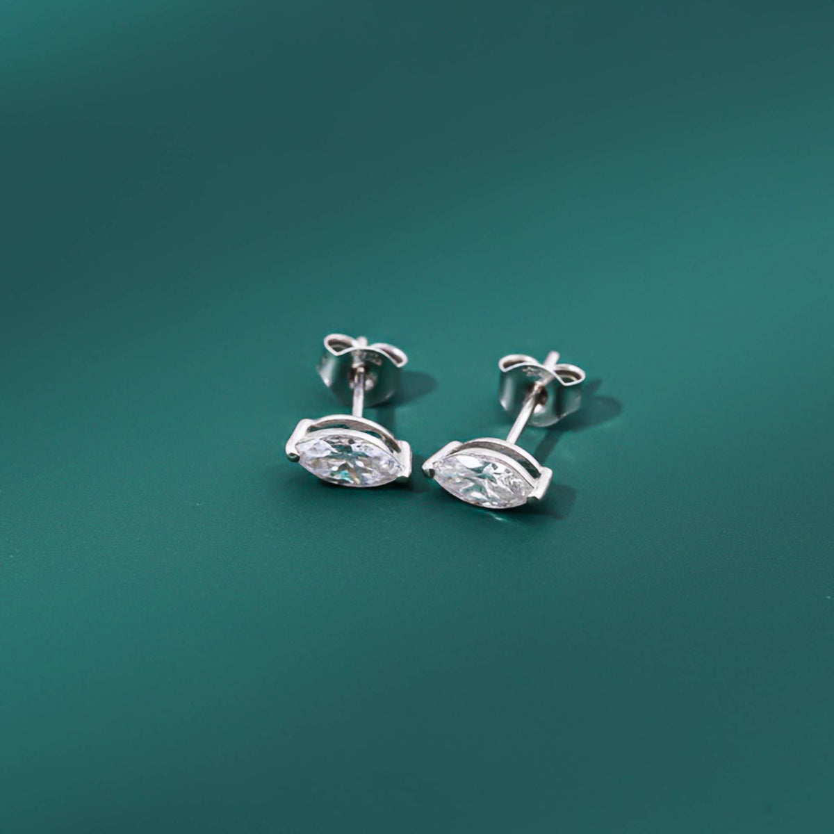Silver Marquise Zircon Studs Earring Gold Vermeil (2.5 Micron) - alternate view