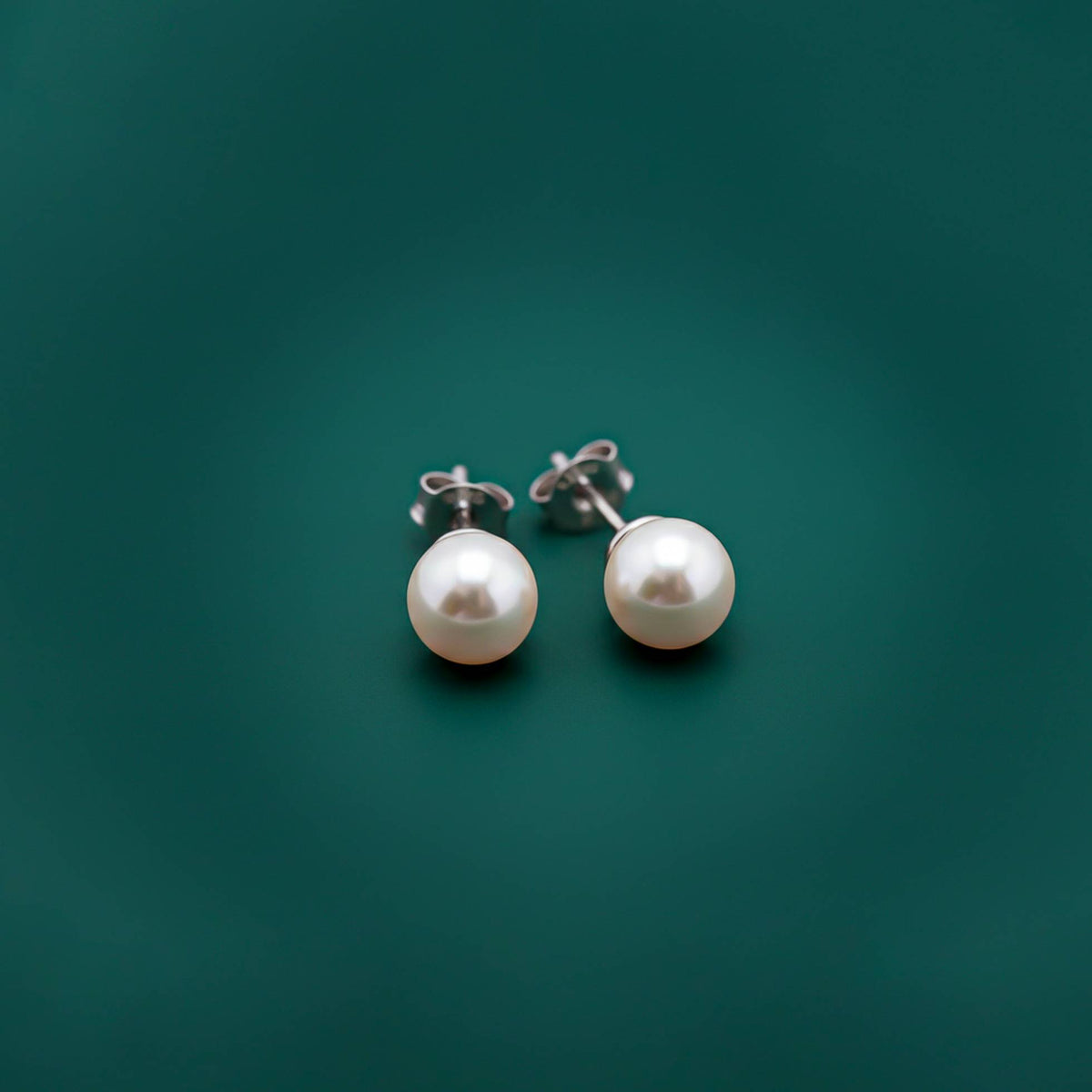 Silver Pearl Moon Stud Earrings Gold Vermeil (2.5 Micron) - alternate view