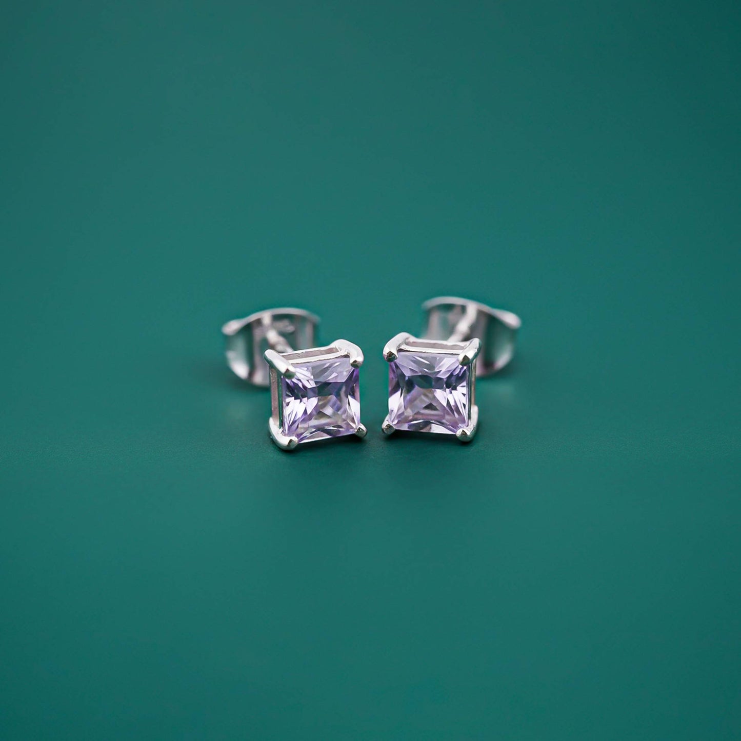 Silver Purple Haze Stud Earrings