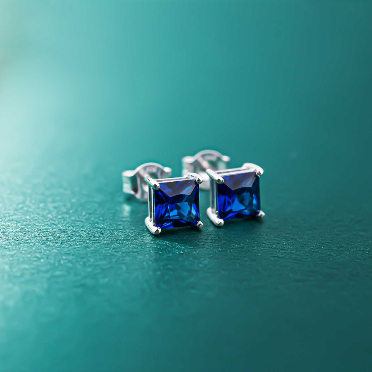 Silver Royal Blue Stud Earrings Gold Vermeil (2.5 Micron) - alternate view