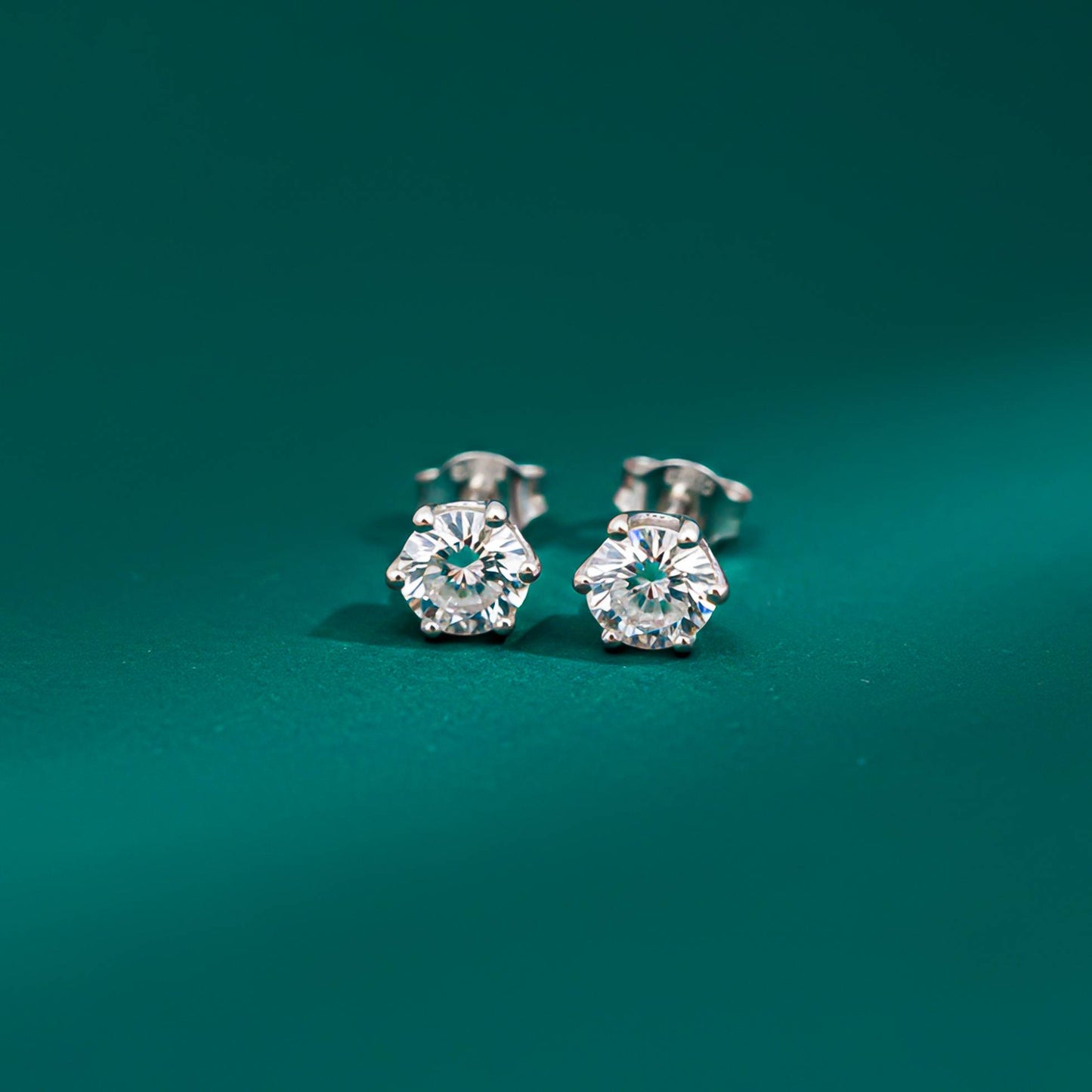 Silver Sparkle White Zircon Stud Earrings