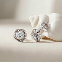 0.47Ct Moissanite Twisted Halo Stud Earrings