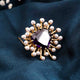 Sterling Silver Heart Purple Amethyst & Pearl Brooch Pin With 14K Gold Plated Gold Vermeil (2.5 Micron)