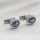 Blue Tanzanite Solitaire Cufflinks For Men Gold Vermeil (2.5 Micron)