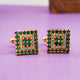 Green Emerald Cluster Cufflinks With 14K Gold Plated Gold Vermeil (2.5 Micron)