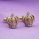 King Crown Diamond Cufflinks with 14K Gold Plated Gold Vermeil (2.5 Micron)