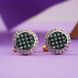 Green Emerald Cluster Round Cufflinks With 14K Gold Plated Gold Vermeil (2.5 Micron)