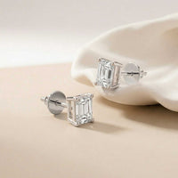 2.5Ct Moissanite Emerald Cut Solitaire Stud Earrings