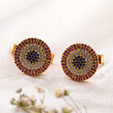 Silver Multi Color Cufflinks In 14K Gold Plated Gold Vermeil (2.5 Micron)
