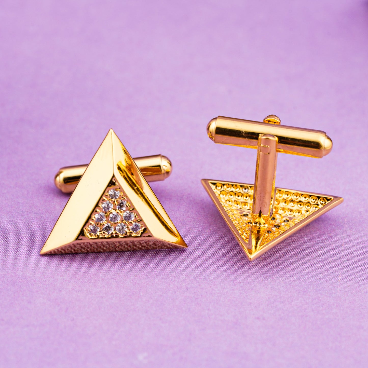 Silver Pyramid Cufflinks With 14K Gold Plated