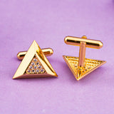 Silver Pyramid Cufflinks With 14K Gold Plated Gold Vermeil (2.5 Micron)