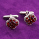 Silver Clover Red Garnet Men's Cufflink Gold Vermeil (2.5 Micron)
