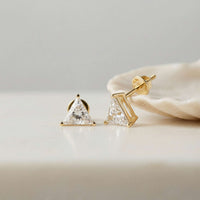 1.3Ct Moissanite Modern Trillion Cut Solitaire Stud Earrings