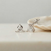 1.3Ct Moissanite Modern Trillion Cut Solitaire Stud Earrings