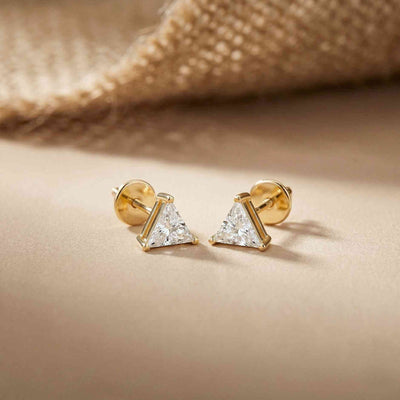 1.3Ct Moissanite Modern Trillion Cut Solitaire Stud Earrings Gold Vermeil (2.5 Micron)