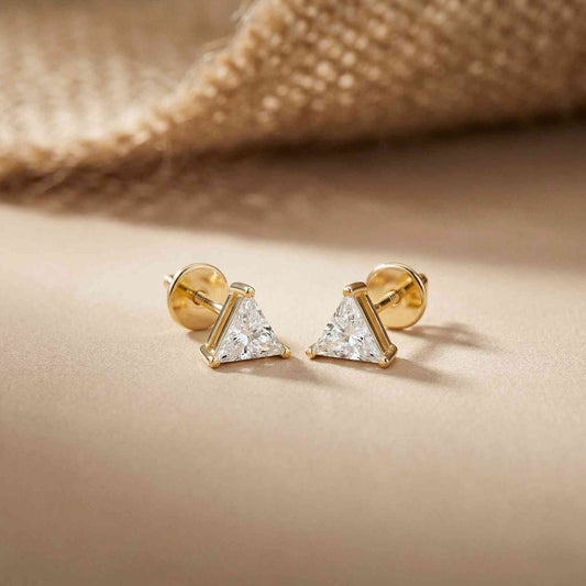 1.3Ct Moissanite Modern Trillion Cut Solitaire Stud Earrings