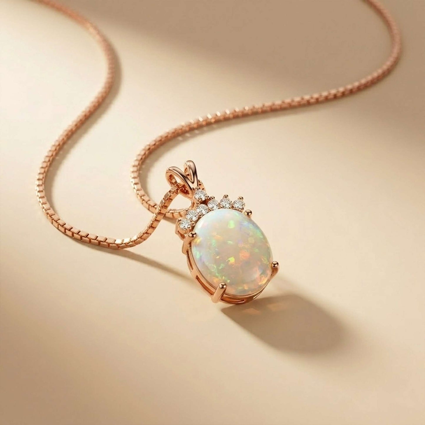 Silver Aurora Opal Crown Pendant Necklace For Her