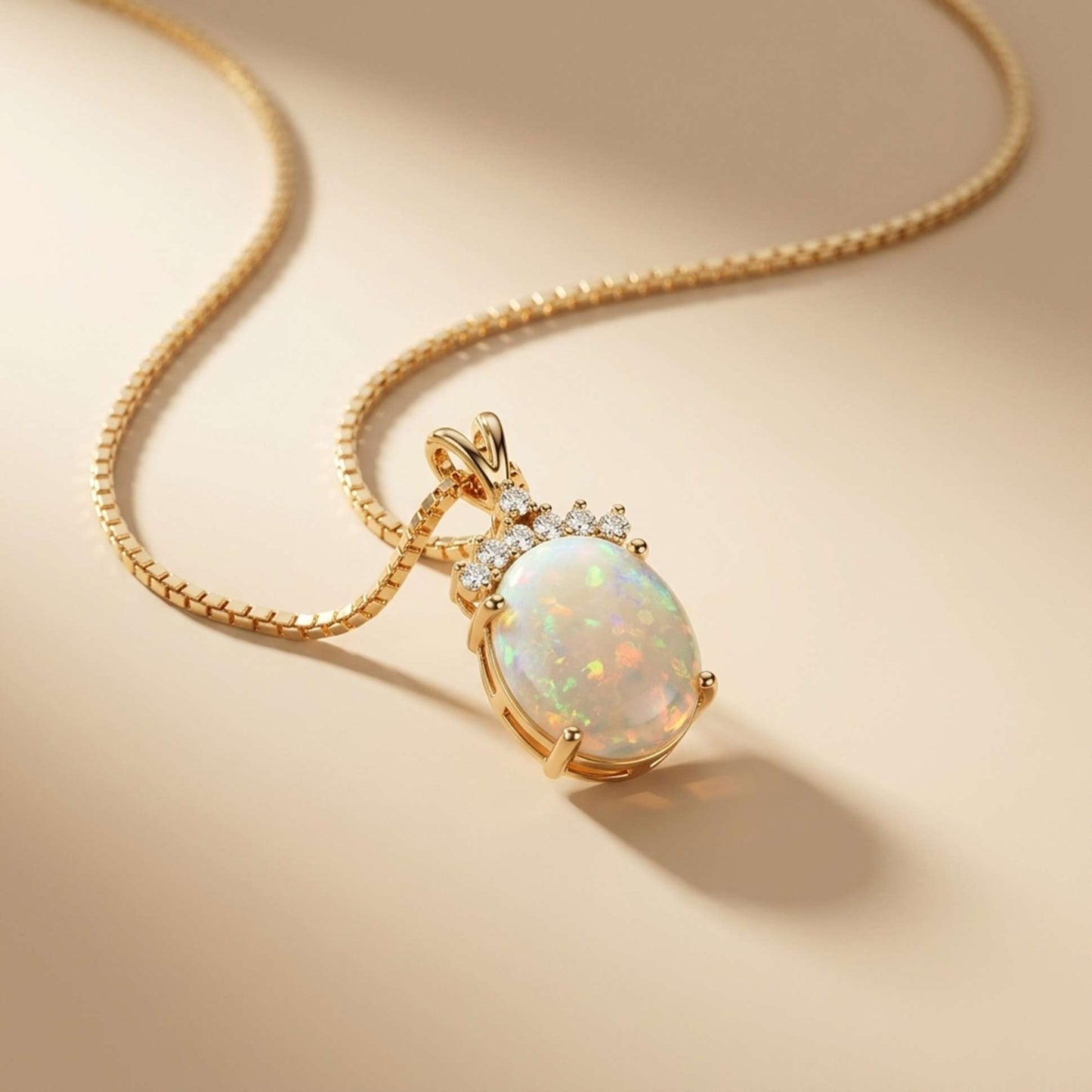 Silver Aurora Opal Crown Pendant Necklace For Her