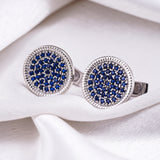 Silver Sapphire Circle Cufflinks Gold Vermeil (2.5 Micron)