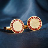 Silver Red Ruby Vintage Cufflinks In 14K Gold Plating Gold Vermeil (2.5 Micron)
