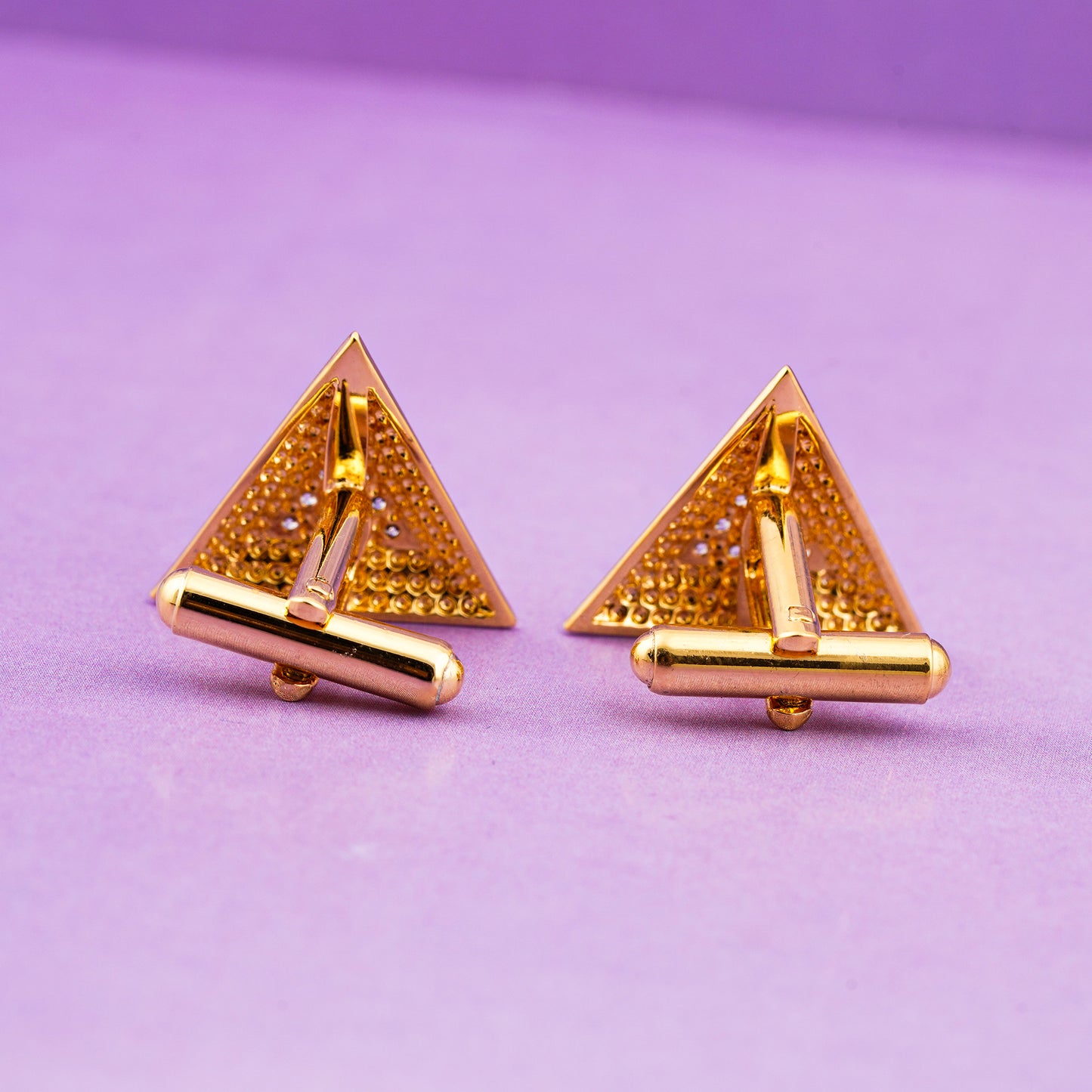 Silver Pyramid Cufflinks With 14K Gold Plated